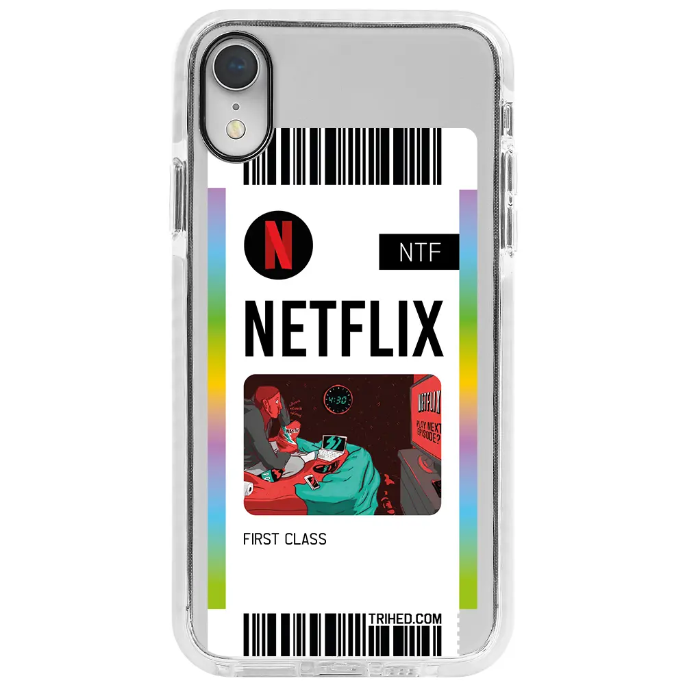 Apple iPhone XR Beyaz Impact Premium Telefon Kılıfı - Netflix Bileti