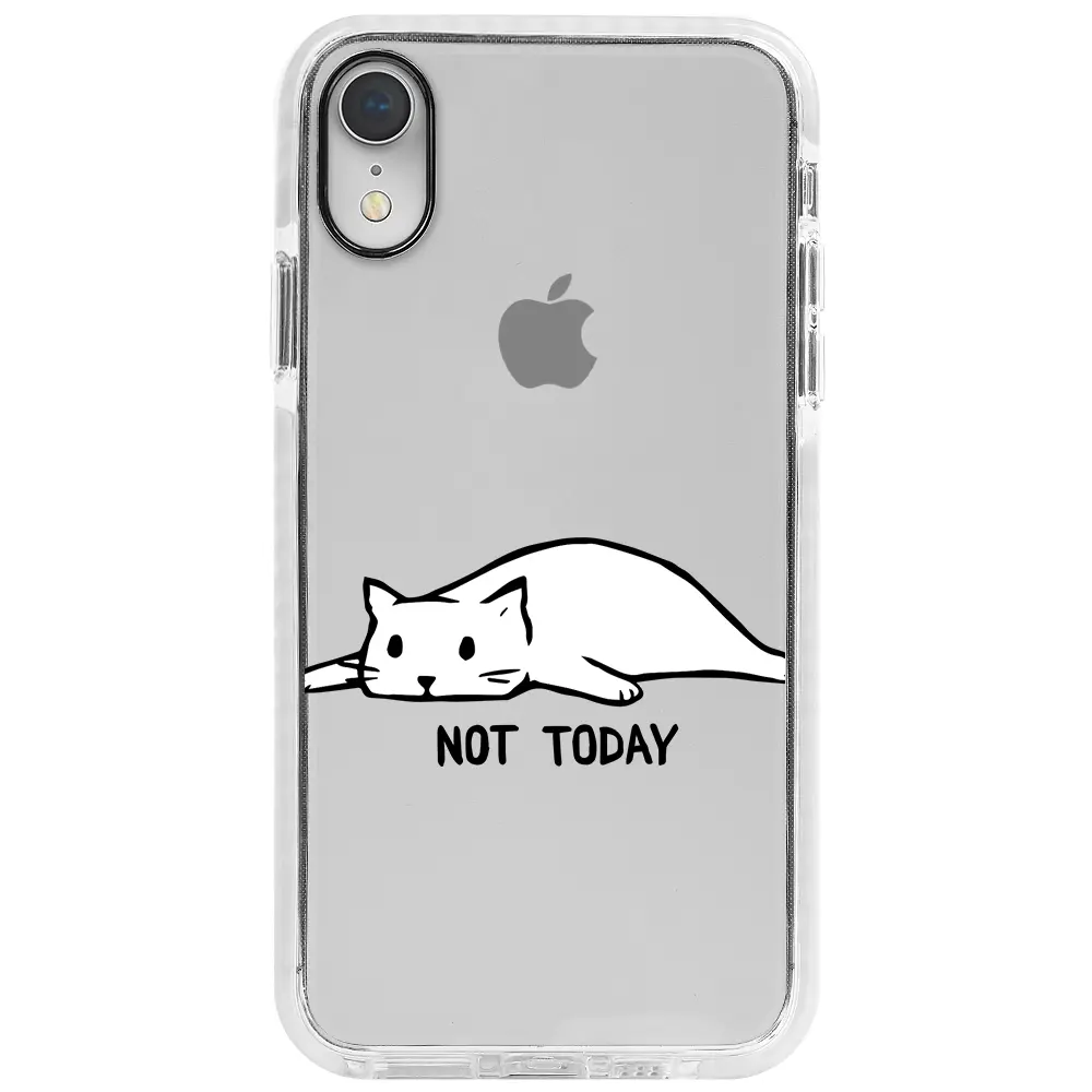 Apple iPhone XR Beyaz Impact Premium Telefon Kılıfı - Not Today Cat