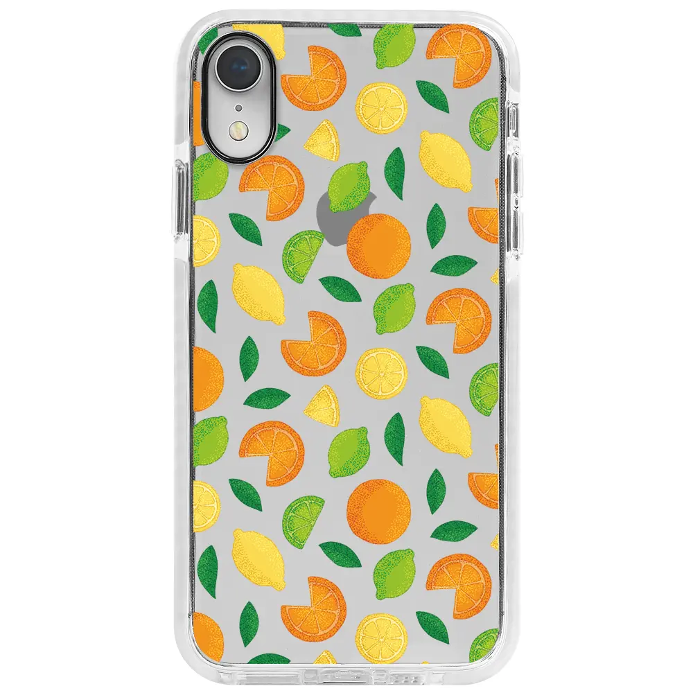 Apple iPhone XR Beyaz Impact Premium Telefon Kılıfı - Portakal Limon
