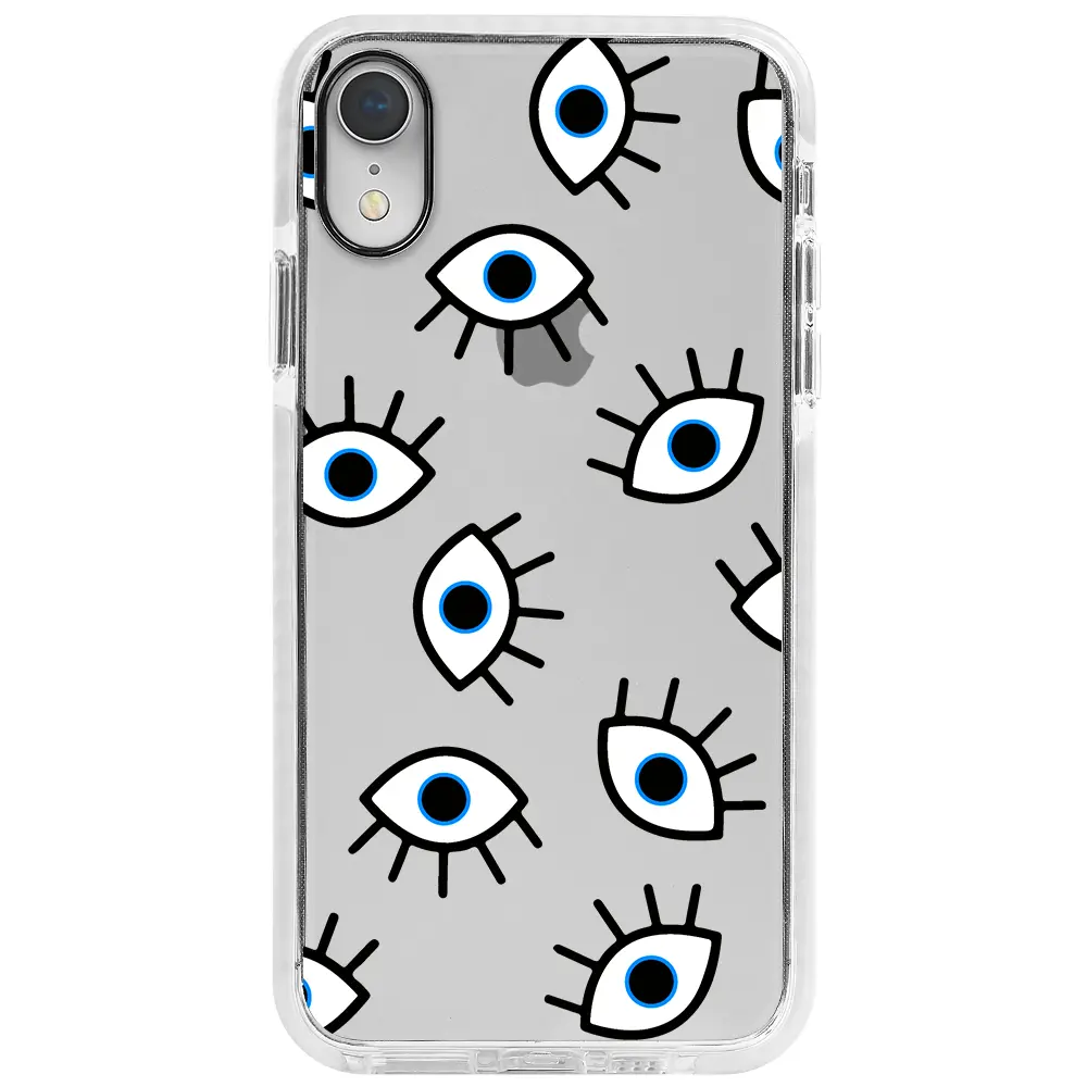 Apple iPhone XR Beyaz Impact Premium Telefon Kılıfı - Random Eyes