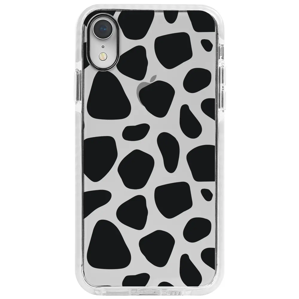 Apple iPhone XR Beyaz Impact Premium Telefon Kılıfı - Siyah Desenler