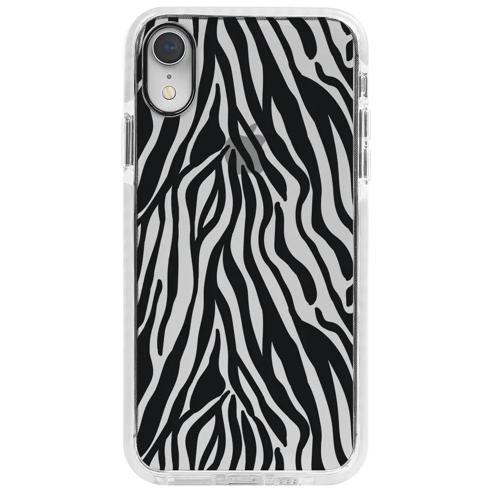 Apple iPhone XR Beyaz Impact Premium Telefon Kılıfı - Siyah Zebra Desenleri