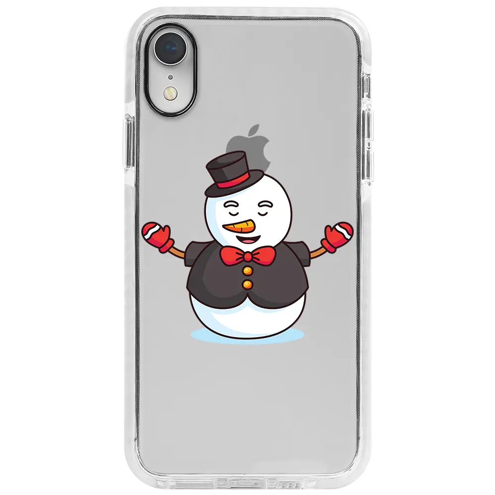 Apple iPhone XR Beyaz Impact Premium Telefon Kılıfı - Snowman in Suit