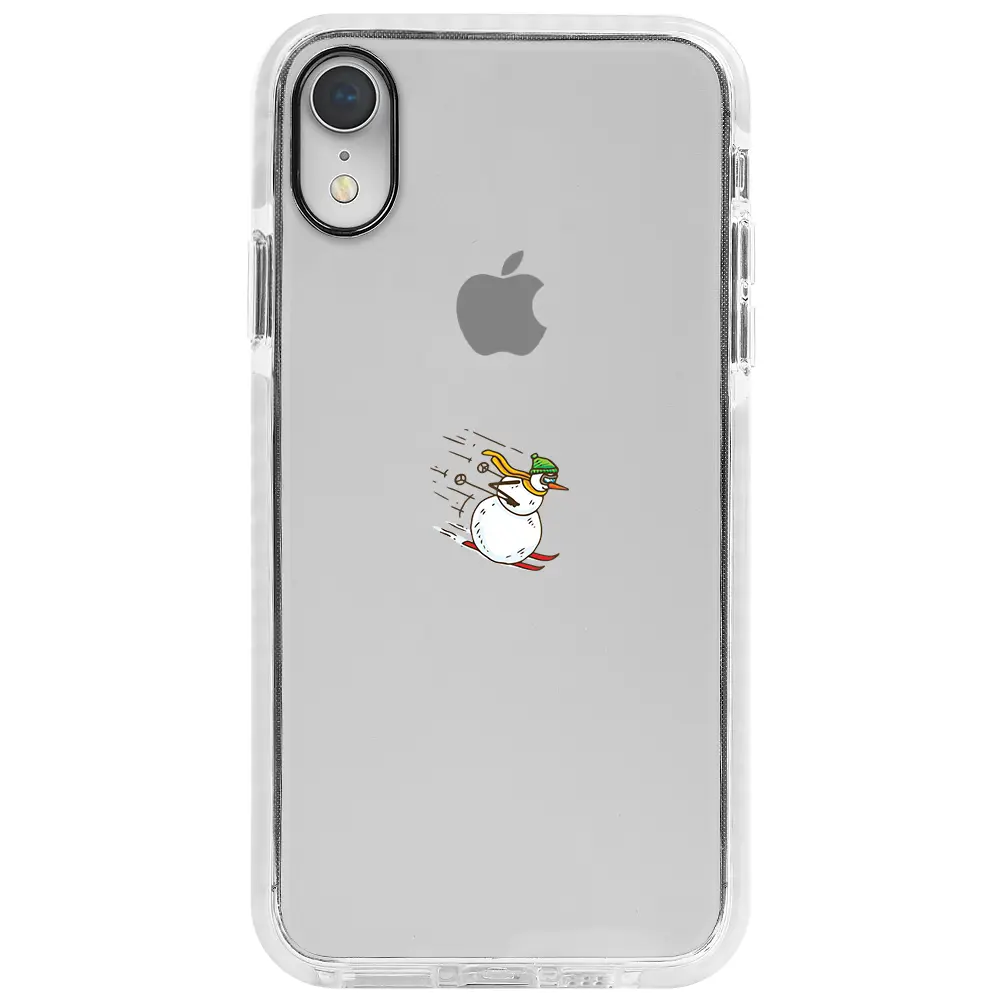 Apple iPhone XR Beyaz Impact Premium Telefon Kılıfı - Snowman Skiing