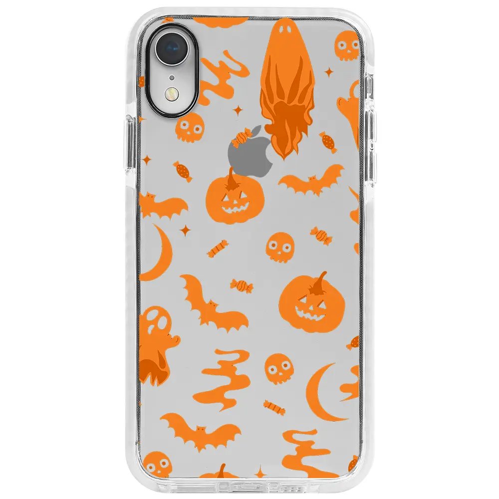 Apple iPhone XR Beyaz Impact Premium Telefon Kılıfı - Spooky Orange