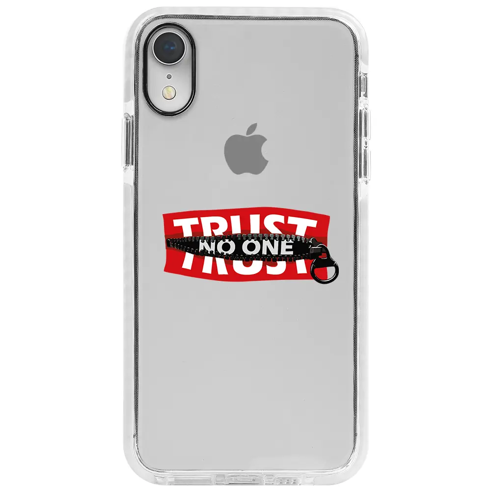 Apple iPhone XR Beyaz Impact Premium Telefon Kılıfı - Trust No One