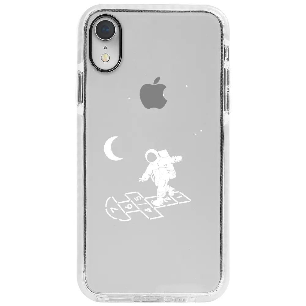 Apple iPhone XR Beyaz Impact Premium Telefon Kılıfı - Uzayda Oyun