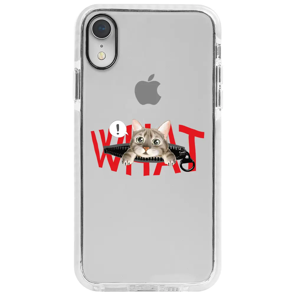 Apple iPhone XR Beyaz Impact Premium Telefon Kılıfı - What! Kedi