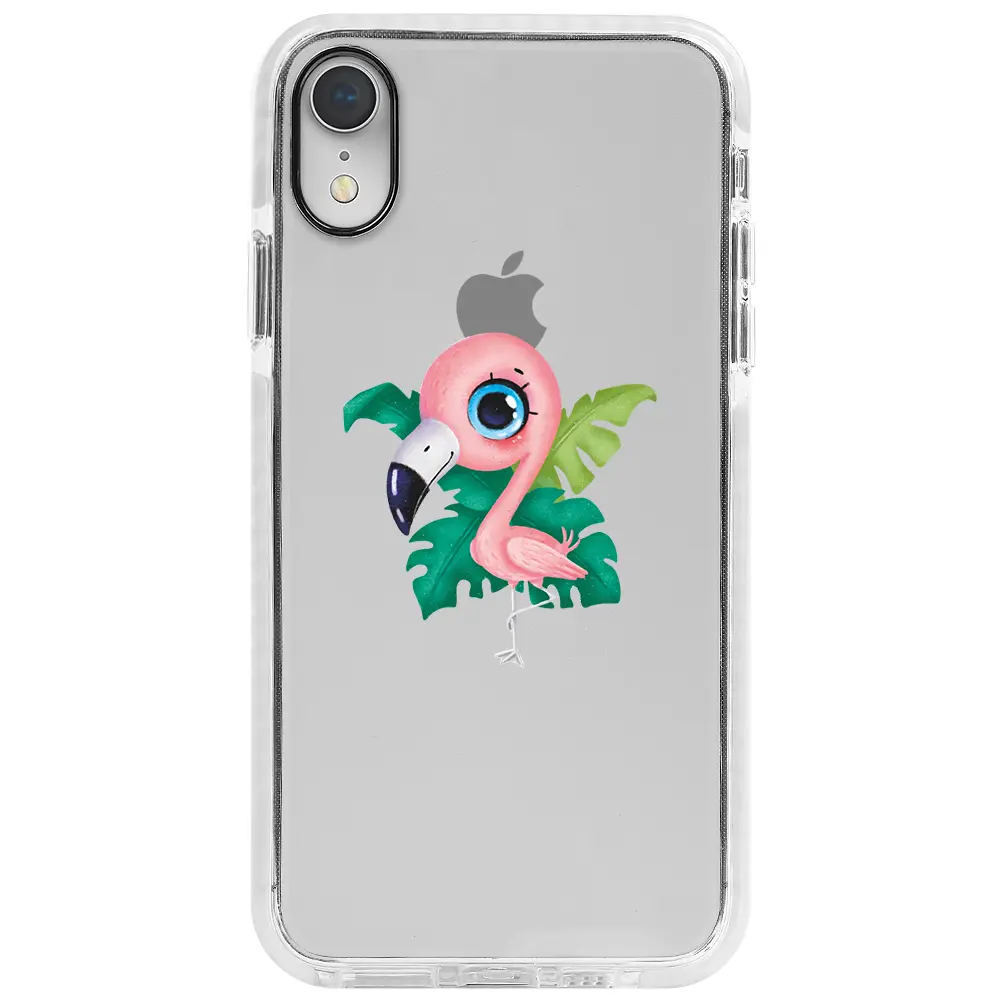 Apple iPhone XR Beyaz Impact Premium Telefon Kılıfı - Yavru Flamingo