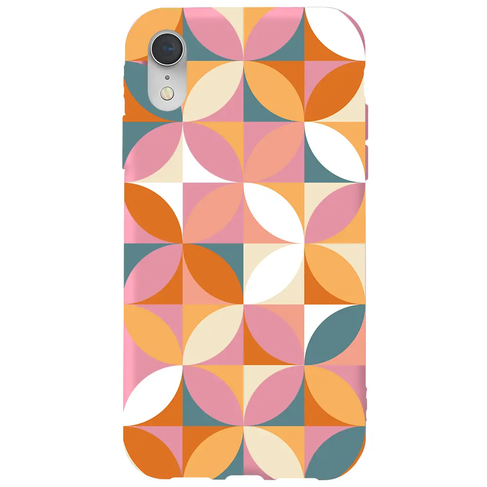 Apple iPhone XR Pembe Renkli Silikon Telefon Kılıfı - Abstract Desen 6