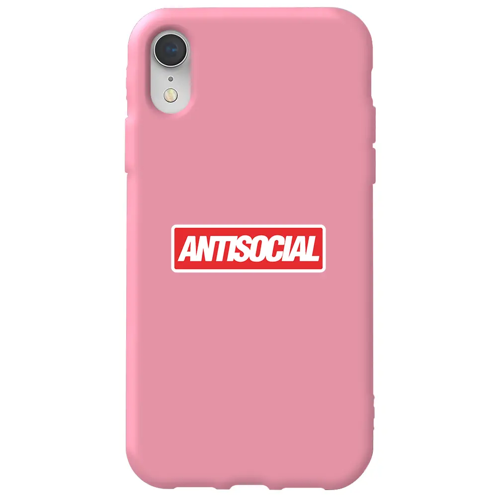 Apple iPhone XR Pembe Renkli Silikon Telefon Kılıfı - Anti Sosyal