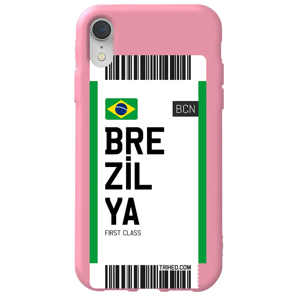 Apple iPhone XR Pembe Renkli Silikon Telefon Kılıfı - Brezilya Bileti