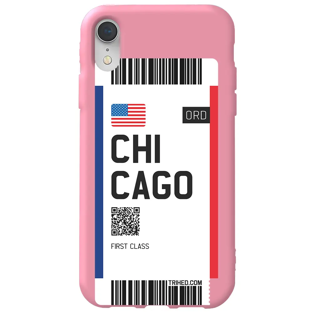 Apple iPhone XR Pembe Renkli Silikon Telefon Kılıfı - Chicago Bileti