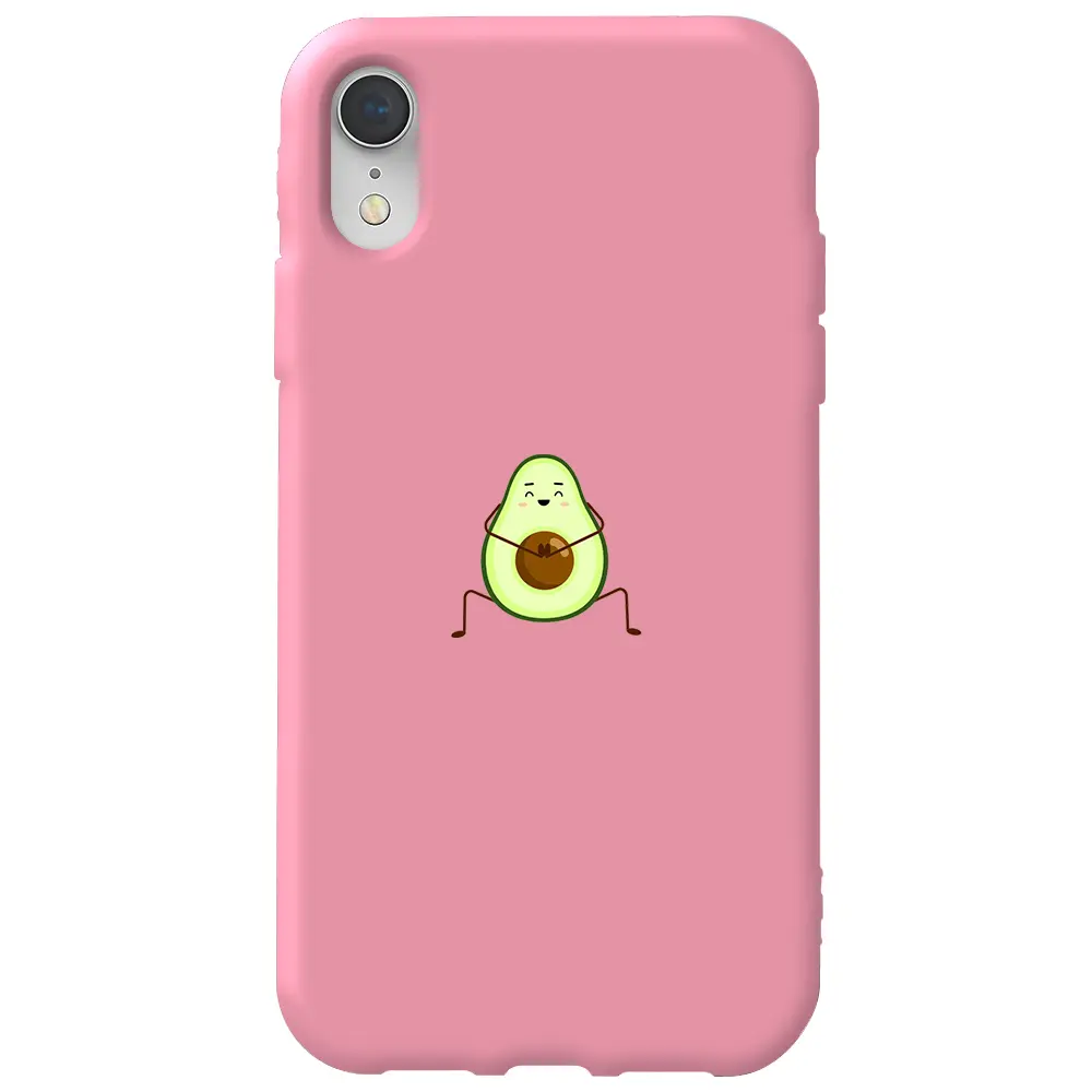 Apple iPhone XR Pembe Renkli Silikon Telefon Kılıfı - Cute Avokado