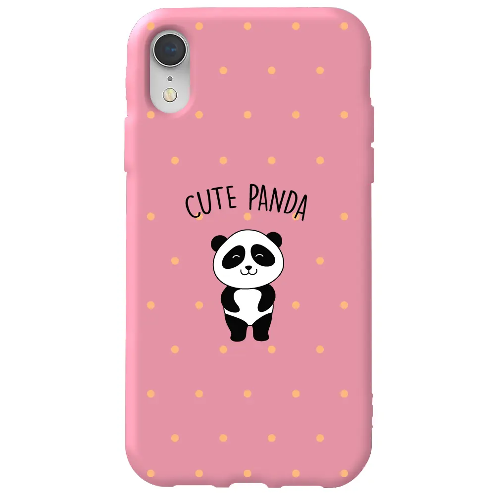 Apple iPhone XR Pembe Renkli Silikon Telefon Kılıfı - Cute Panda