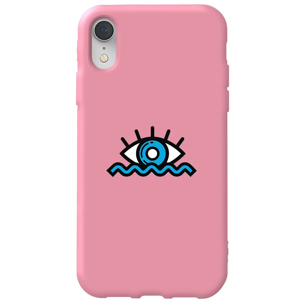 Apple iPhone XR Pembe Renkli Silikon Telefon Kılıfı - Denizci Gözü