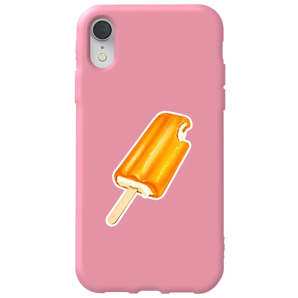 Apple iPhone XR Pembe Renkli Silikon Telefon Kılıfı - Dondurma
