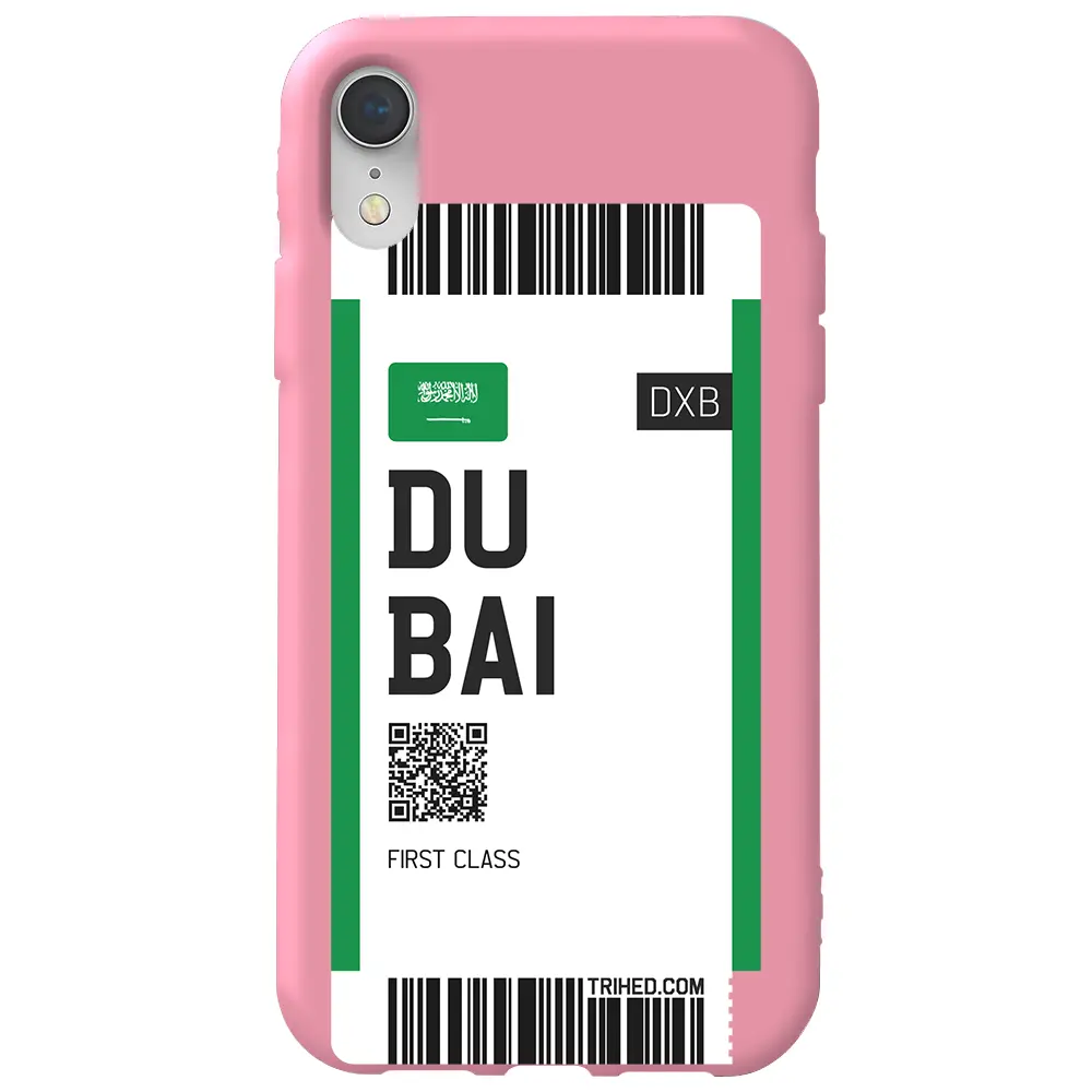Apple iPhone XR Pembe Renkli Silikon Telefon Kılıfı - Dubai Bileti