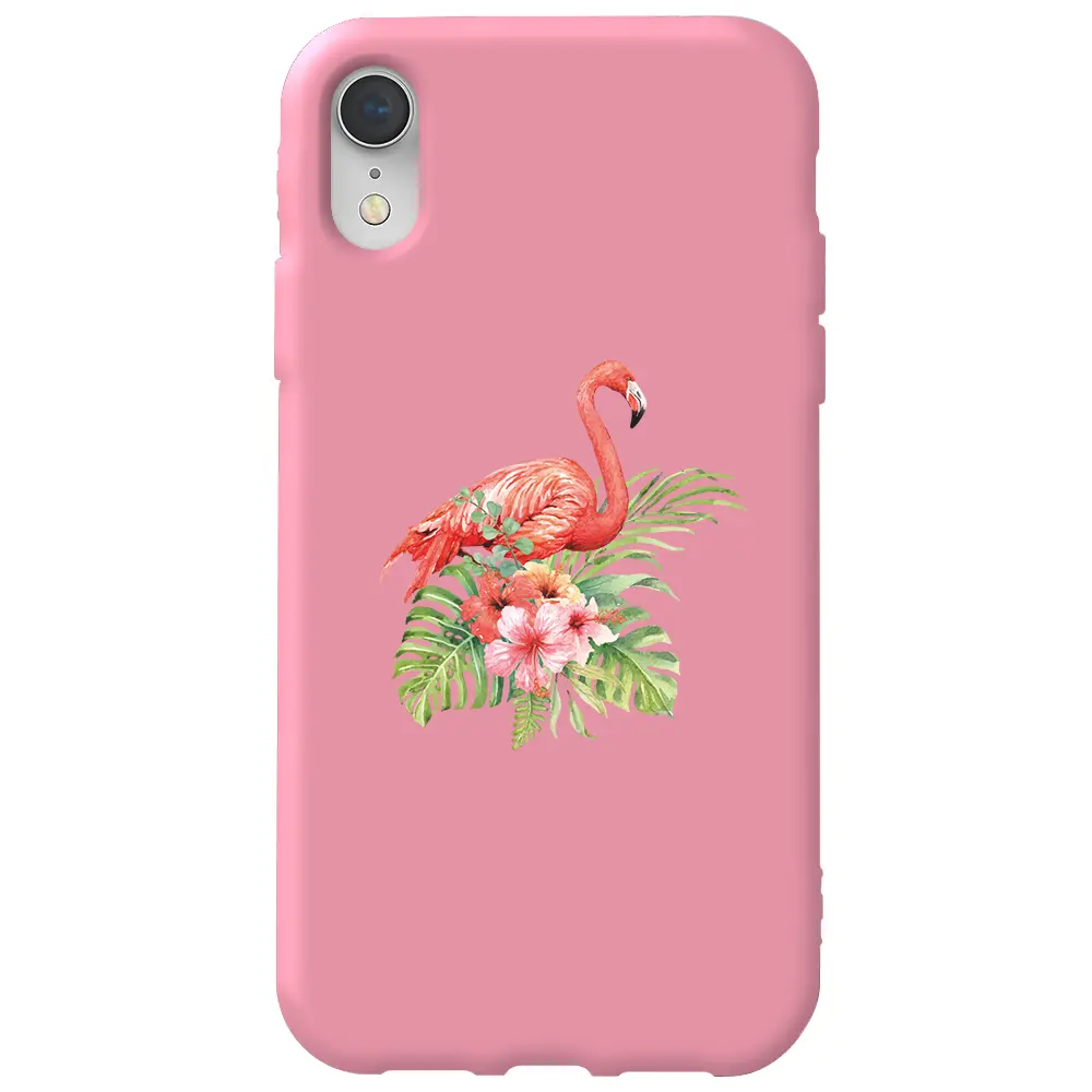 Apple iPhone XR Pembe Renkli Silikon Telefon Kılıfı - Flamingo