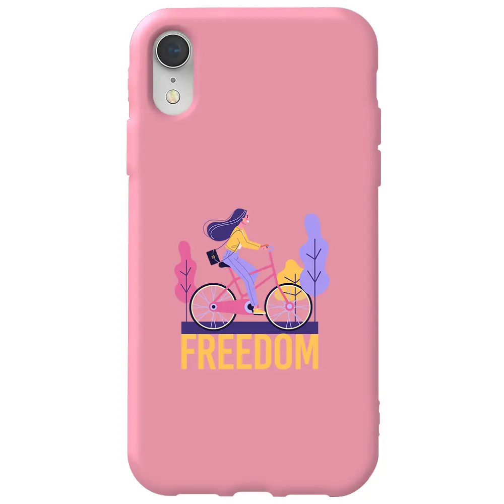 Apple iPhone XR Pembe Renkli Silikon Telefon Kılıfı - Freedom