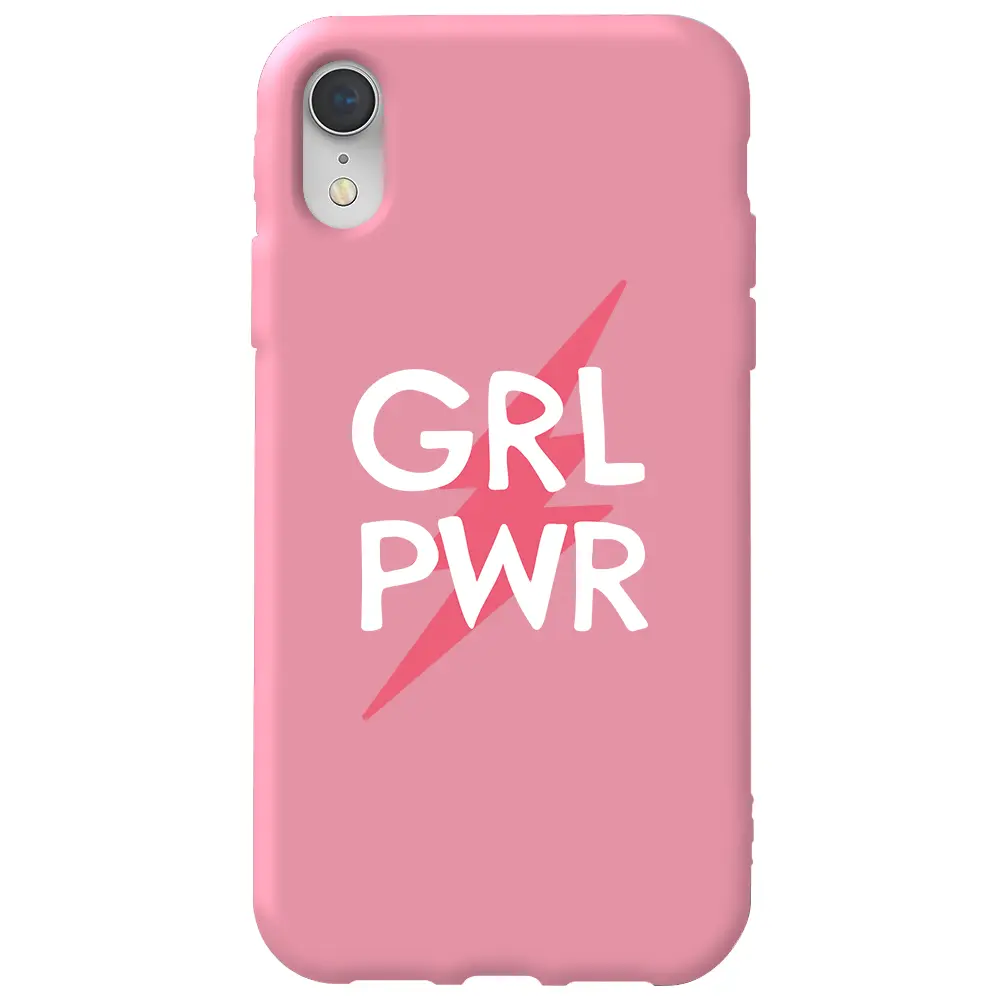 Apple iPhone XR Pembe Renkli Silikon Telefon Kılıfı - Grrl Pwr