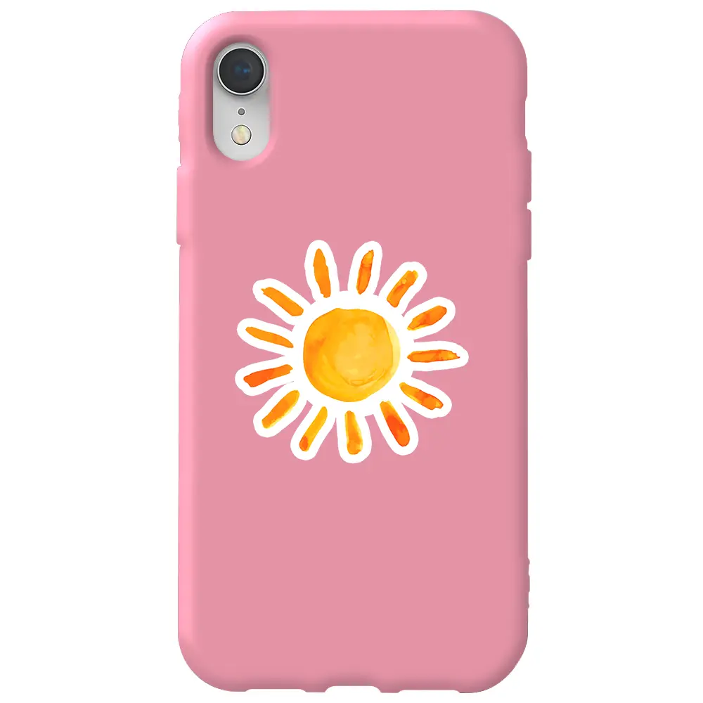 Apple iPhone XR Pembe Renkli Silikon Telefon Kılıfı - Güneş