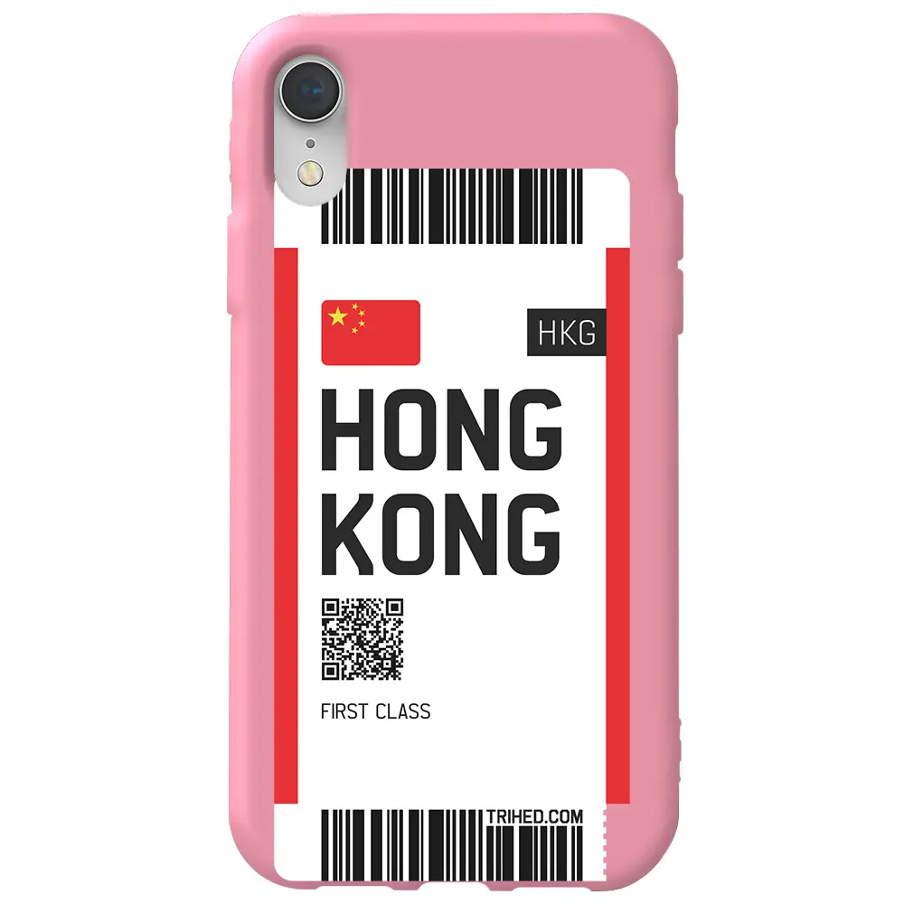 Apple iPhone XR Pembe Renkli Silikon Telefon Kılıfı - Hong Kong Bileti