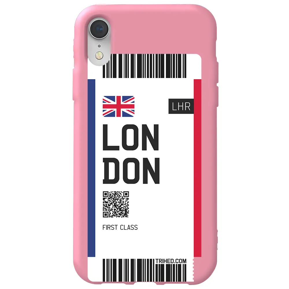 Apple iPhone XR Pembe Renkli Silikon Telefon Kılıfı - London Bileti