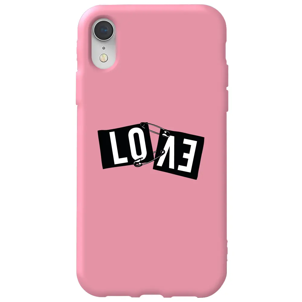 Apple iPhone XR Pembe Renkli Silikon Telefon Kılıfı - Love