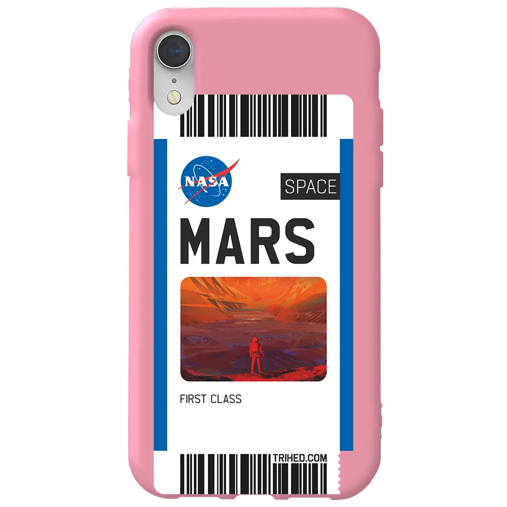 Apple iPhone XR Pembe Renkli Silikon Telefon Kılıfı - Mars Bileti
