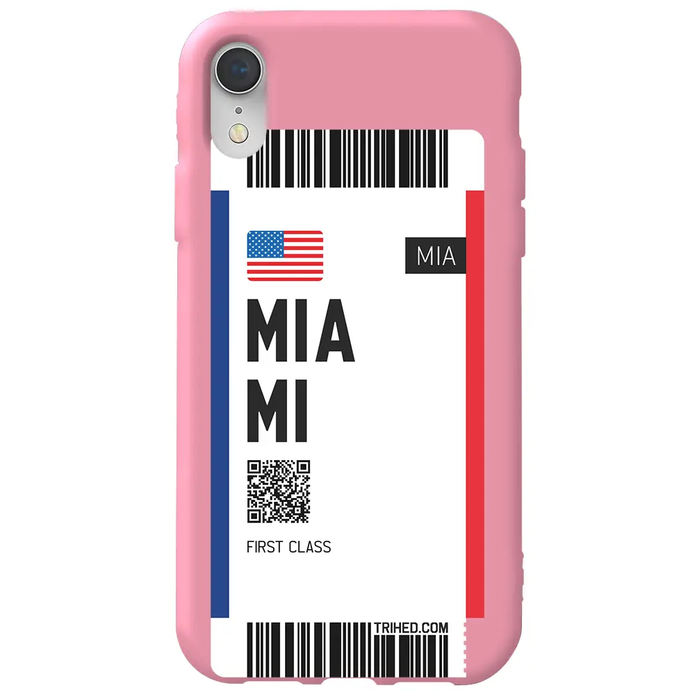 Apple iPhone XR Pembe Renkli Silikon Telefon Kılıfı - Miami Bileti