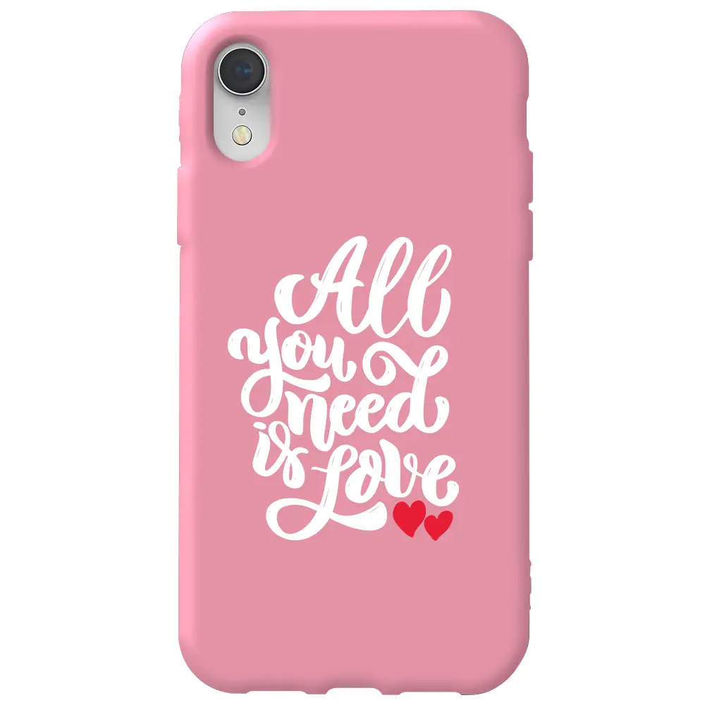 Apple iPhone XR Pembe Renkli Silikon Telefon Kılıfı - Need Love
