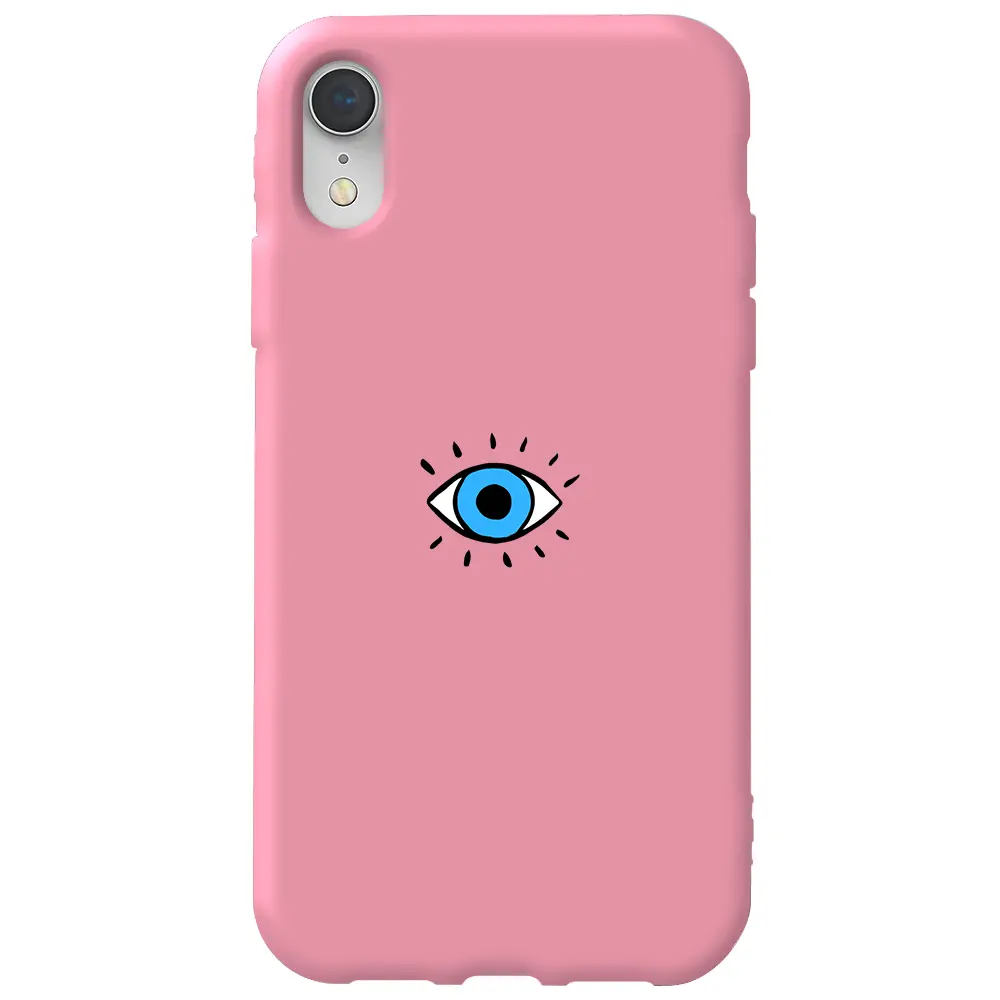 Apple iPhone XR Pembe Renkli Silikon Telefon Kılıfı - One Eye