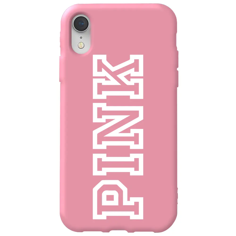 Apple iPhone XR Pembe Renkli Silikon Telefon Kılıfı - Pink Dikey