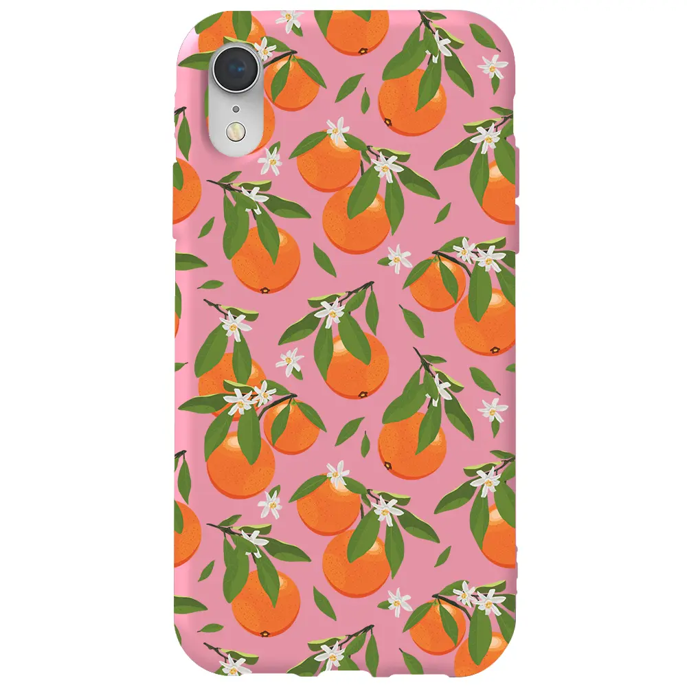 Apple iPhone XR Pembe Renkli Silikon Telefon Kılıfı - Portakal Bahçesi