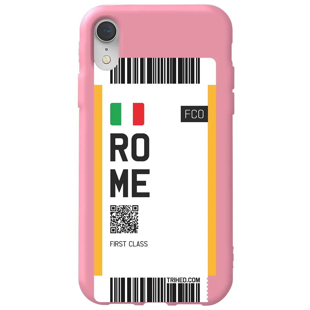 Apple iPhone XR Pembe Renkli Silikon Telefon Kılıfı - Rome Bileti