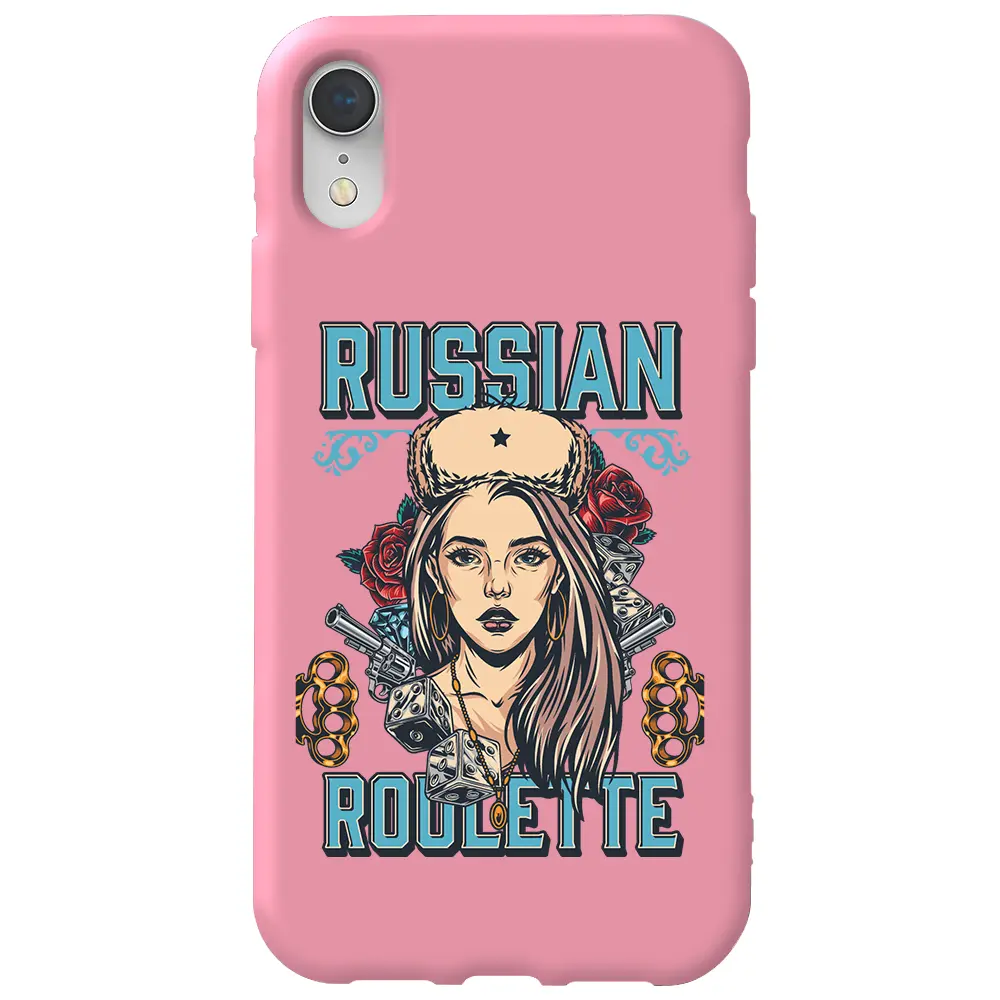 Apple iPhone XR Pembe Renkli Silikon Telefon Kılıfı - Russian Girl