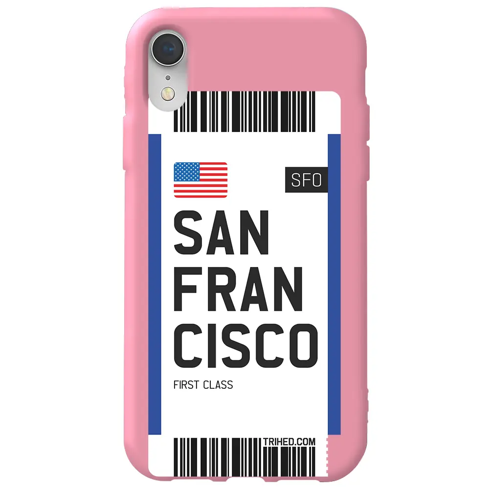Apple iPhone XR Pembe Renkli Silikon Telefon Kılıfı - San Francisco Bileti