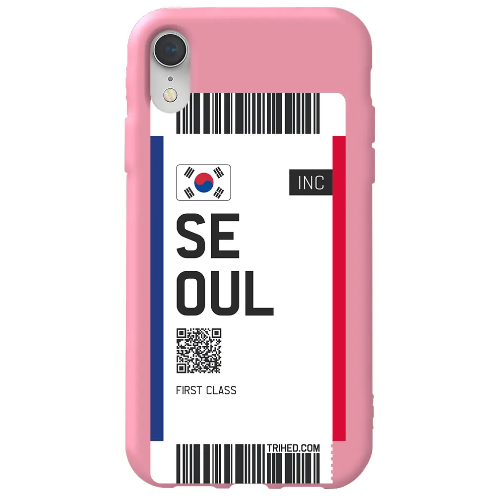 Apple iPhone XR Pembe Renkli Silikon Telefon Kılıfı - Seoul Bileti