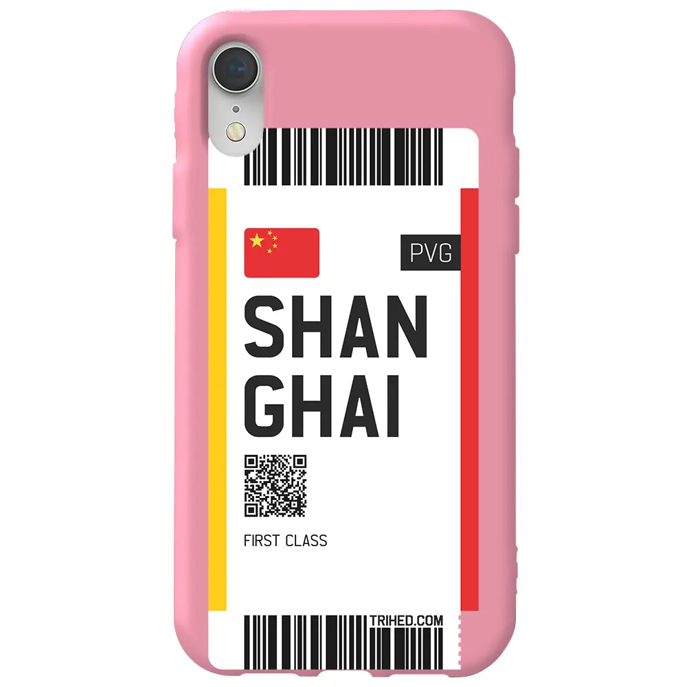 Apple iPhone XR Pembe Renkli Silikon Telefon Kılıfı - Shanghai Bileti