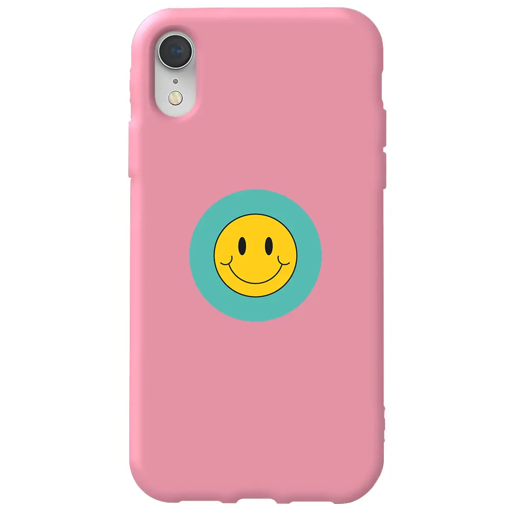 Apple iPhone XR Pembe Renkli Silikon Telefon Kılıfı - Smile 2