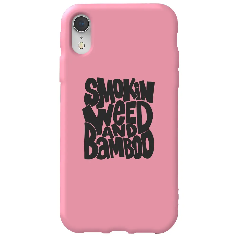 Apple iPhone XR Pembe Renkli Silikon Telefon Kılıfı - Smokin Weed
