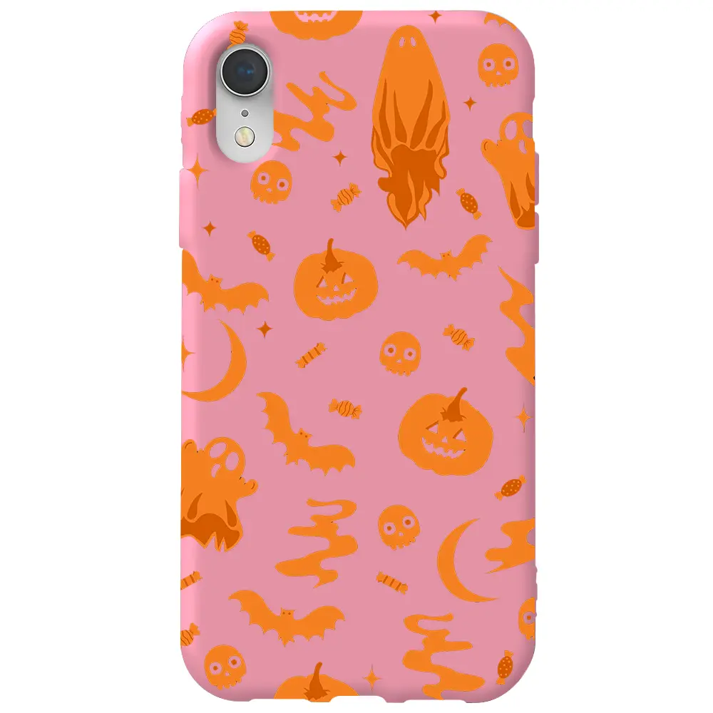 Apple iPhone XR Pembe Renkli Silikon Telefon Kılıfı - Spooky Orange