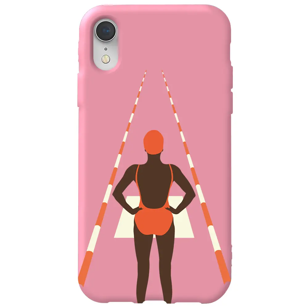 Apple iPhone XR Pembe Renkli Silikon Telefon Kılıfı - Swimmer