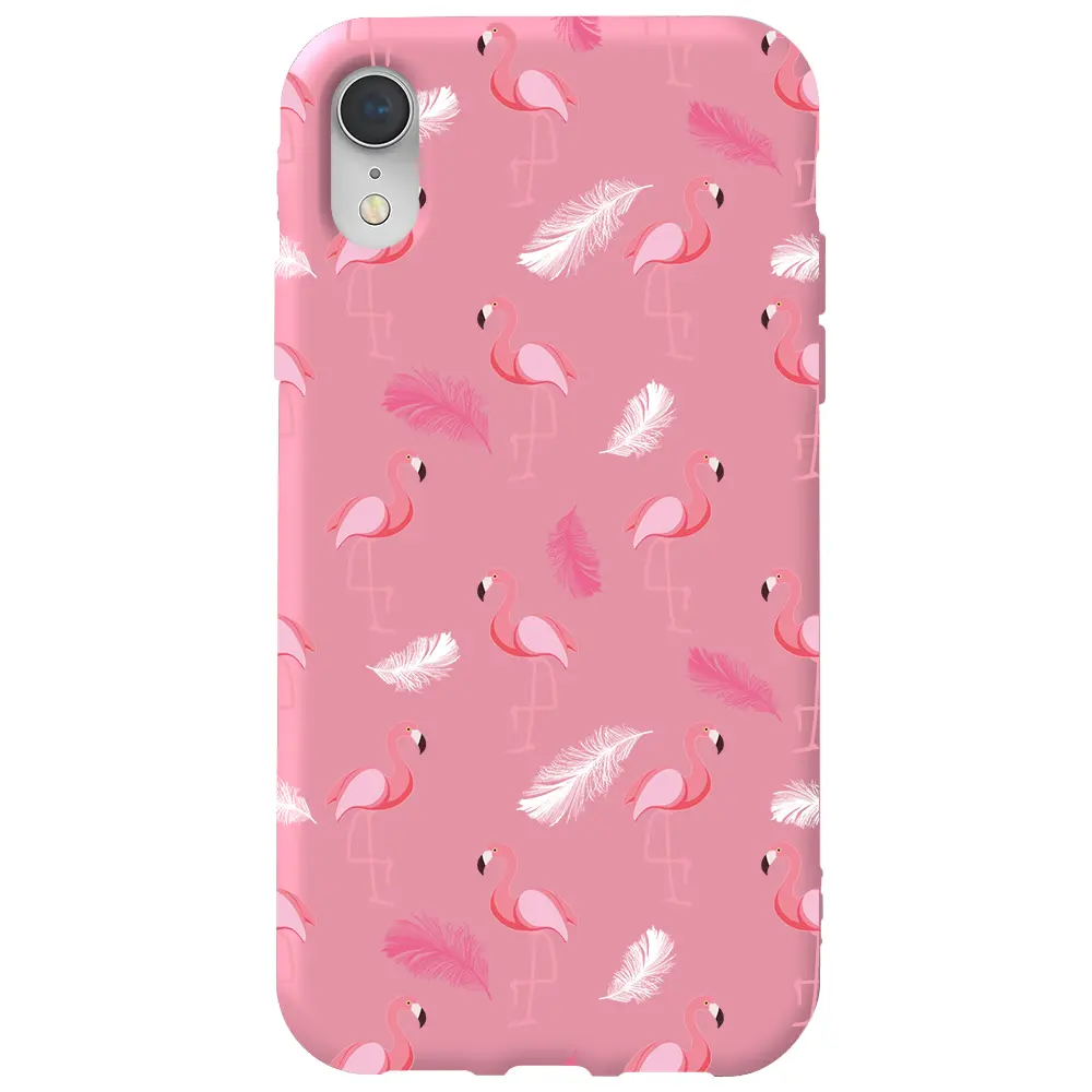 Apple iPhone XR Pembe Renkli Silikon Telefon Kılıfı - Tuy ve Flamingo