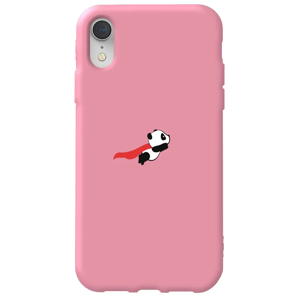 Apple iPhone XR Pembe Renkli Silikon Telefon Kılıfı - Uçan Panda
