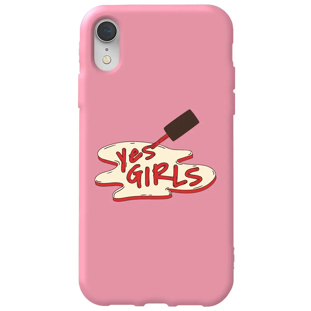 Apple iPhone XR Pembe Renkli Silikon Telefon Kılıfı - Yes Girls