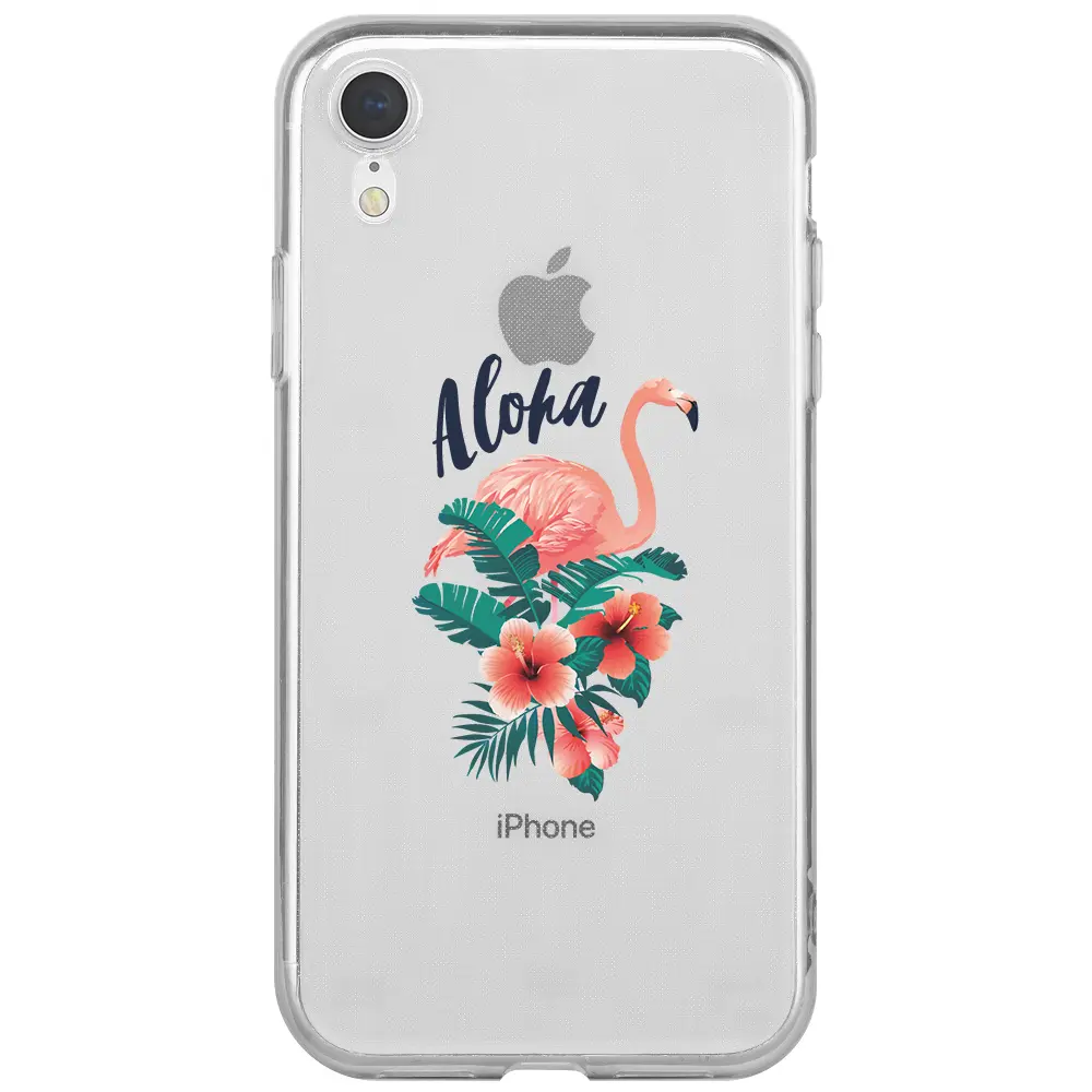 Apple iPhone XR Şeffaf Telefon Kılıfı - Aloha Flamingo