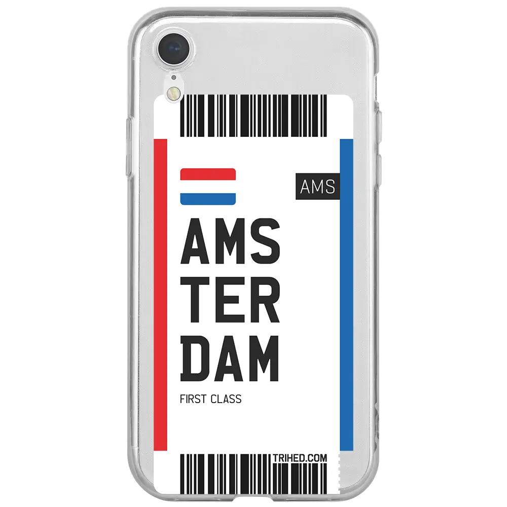 Apple iPhone XR Şeffaf Telefon Kılıfı - Amsterdam Bileti