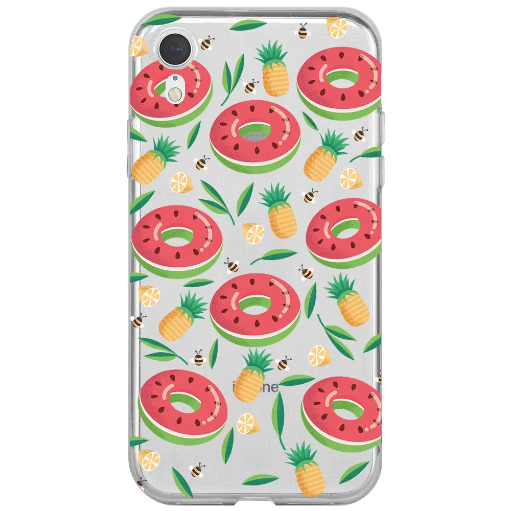Apple iPhone XR Şeffaf Telefon Kılıfı - Ananas Donut